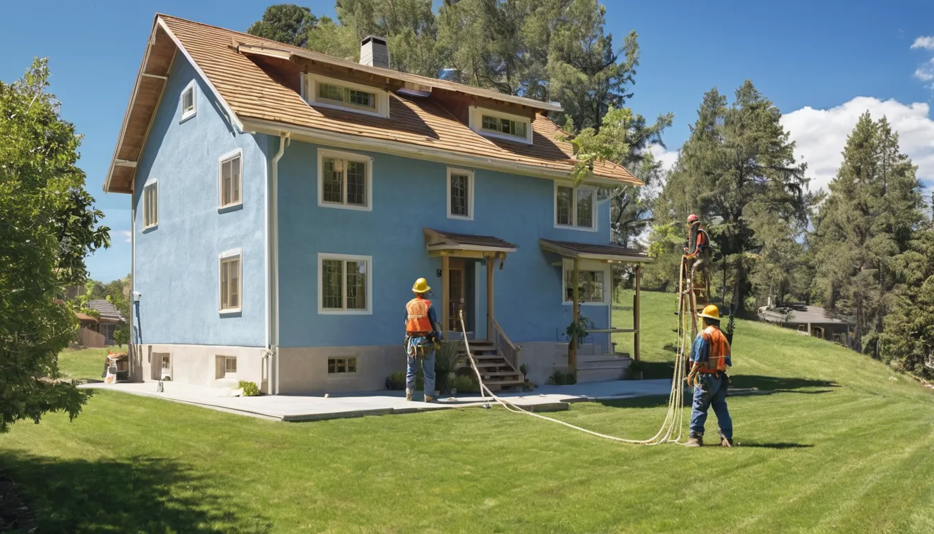 A local tree removal provider lowering a large trunk section beside a frame home in West Valley City